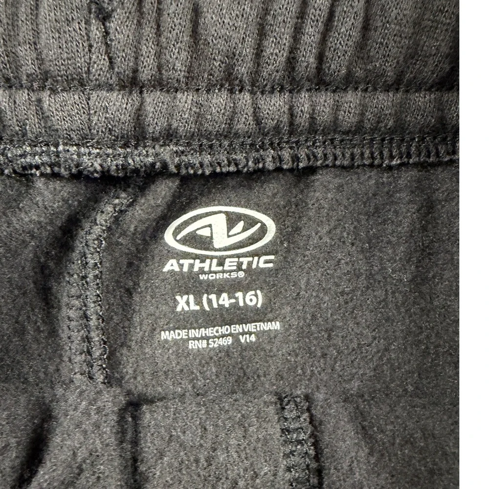 Athletic Works Kids‎ XL 14-16 Black Fleece Joggers Youth Boys School Gym